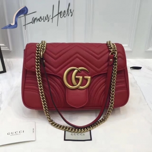 Gucci GG Marmont matelassé leather shoulder bag red 31cm